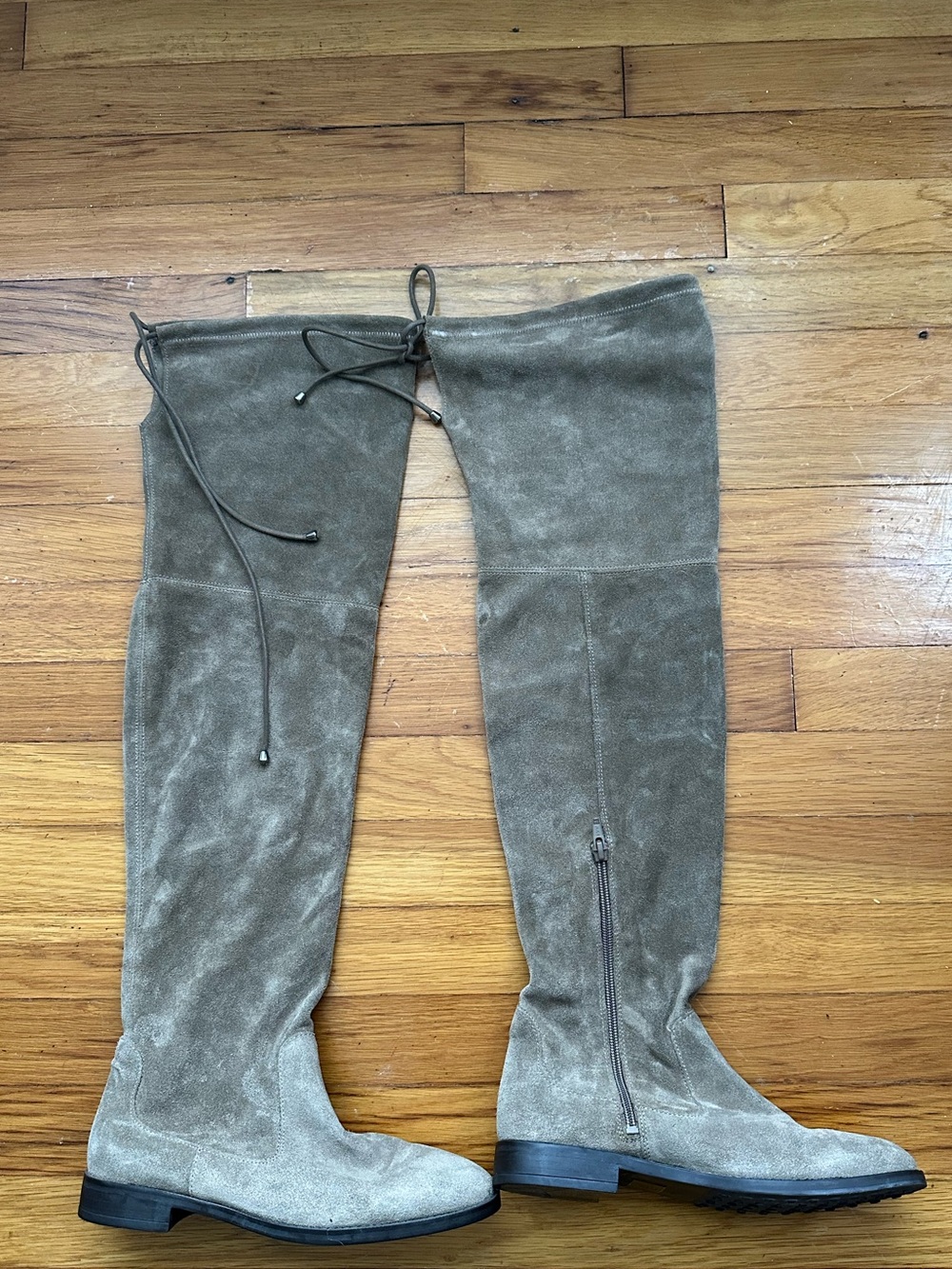 Aldo Over-the-Knee Suede Boots in Taupe